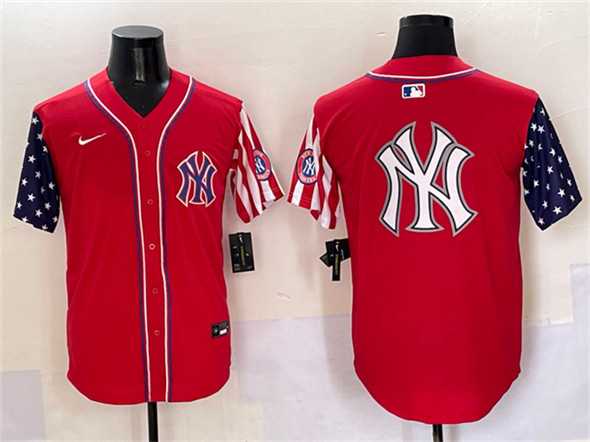 Mens New York Yankees Team Big Logo Red American Style Limited Stitched Jersey